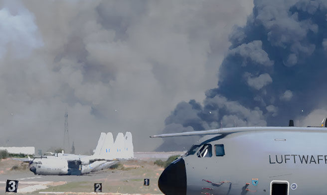 Makikita ang makapal na usok dulot ng pagsabok sa pagbagsak ng Air Force F-4 Phantom fighter jet, sa Athens Flying Week airshow sa Tanagra Air Force Base, north of Athens, Greece, Saturday, Sept. 5, 2026. AP Photo