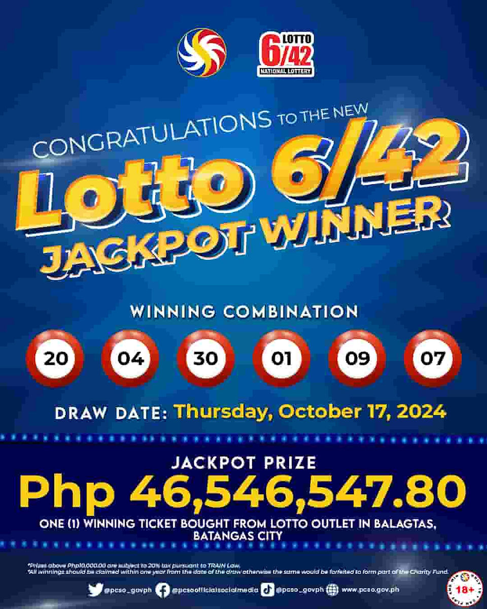 PCSO Jackpot Winner