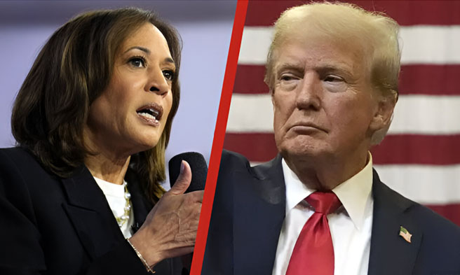 Kamala Harris at Donald Trump - Rick Bowmer-Associated Press
