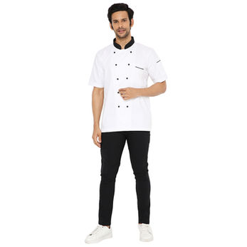 COTTON CHEF COATS FOR COLD WEATHER AS WELL AS HOT AND HUMID CLIMATE IN CLASSIC BLACK AND WHITE COLOURS READILY AVAILABLE WITH CONTRAST DIFFERENT COLOUR PIPING ON FRONT CLOSURE, CUFF, COLLAR ETC.
AVAILABLE IN INDIA SUCH AS GOA, SHIMLA, PONDICHERRY, PUDUCHERRY, OOTY, KODAIKANAL, COORG, DHARAMSHALA, SIKKIM, JAMMU AND KASHMIR, NAINITAL, UDAIPUR, JAIPUR, MANGALORE, WAYANAD, KOCHI, MUNNAR, HYDERABAD, HARIDWAR, DELHI, HARYANA, HIMACHAL, NOIDA, GURGAON, PUNJAB, CHANDIGARH, BADDI, SOLAN, MALDIVES, MAURITIUS, SRI LANKA