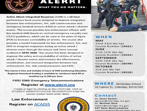 ALERRT AAIR Trainings Available Fall/ Winter 2025!
