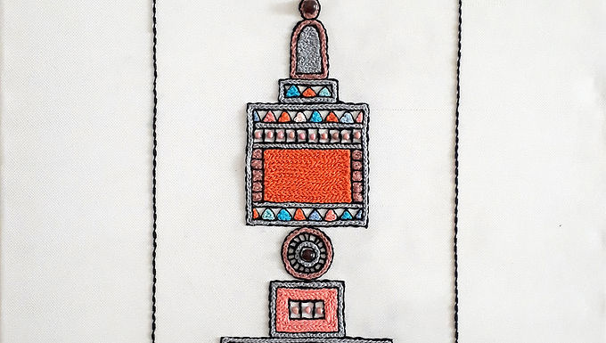 ORANGE BESAMIM-Original Hand Embroidered Artwork-60x80cm