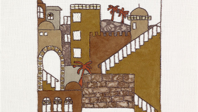 SUEDE JERUSALEM-The Original Hand Embroidered Artwork-62x70