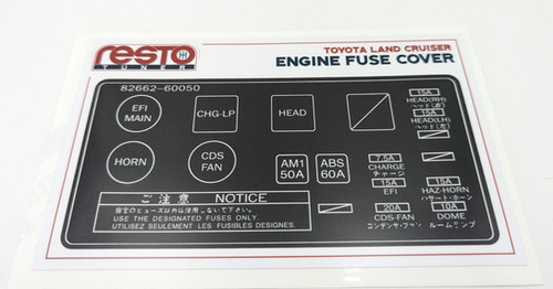 80 Series Toyota Land Cruiser Fuse Box Decal 60050 | Resto Tuner