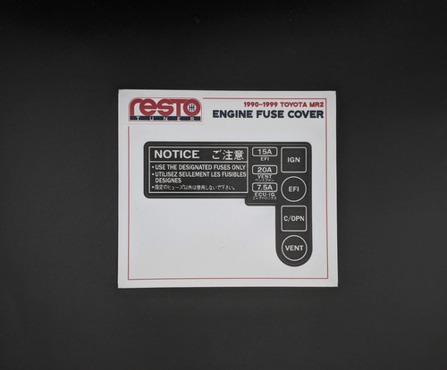 SW20 Toyota MR2 Engine Fuse Box Decal | Resto Tuner