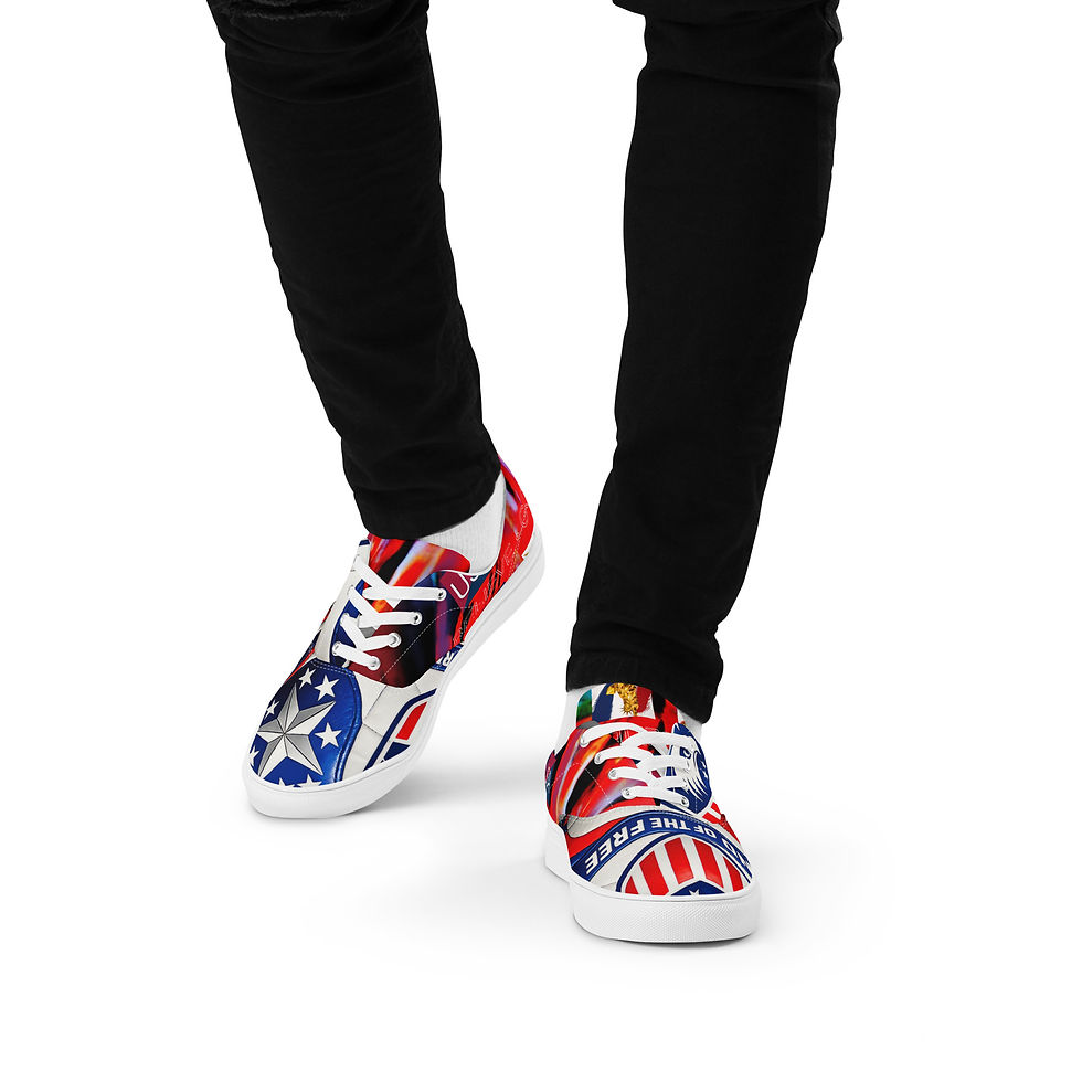 Thumbnail: USA Unisex lace-up canvas shoes