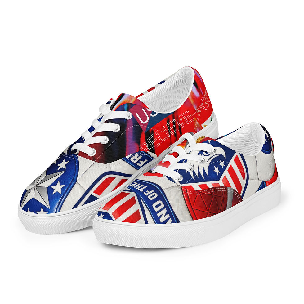 Thumbnail: USA Unisex lace-up canvas shoes
