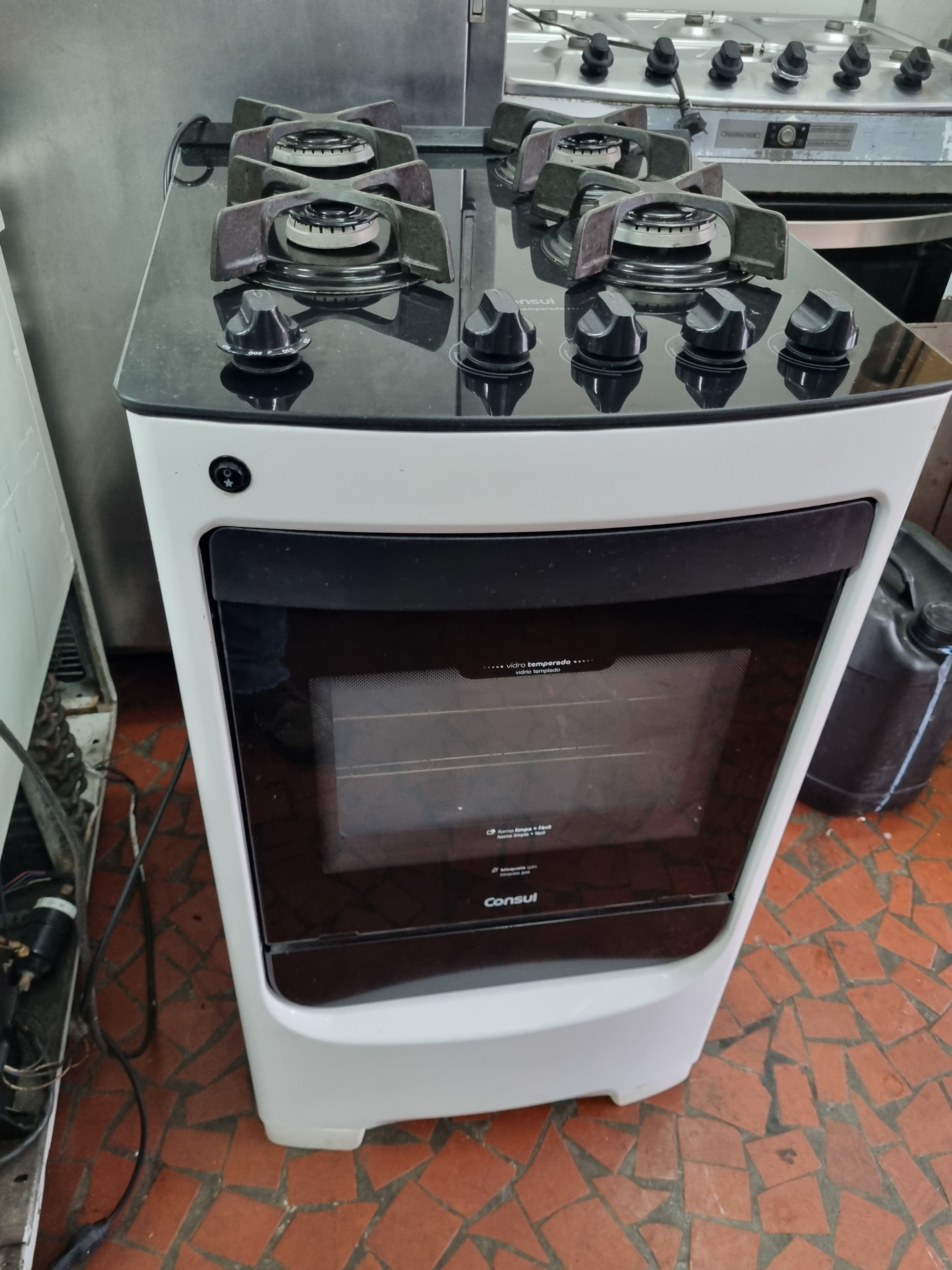 Fogão 4 Bocas Consul - Mesa de Vidro Acendimento Automático Bivolt Inox