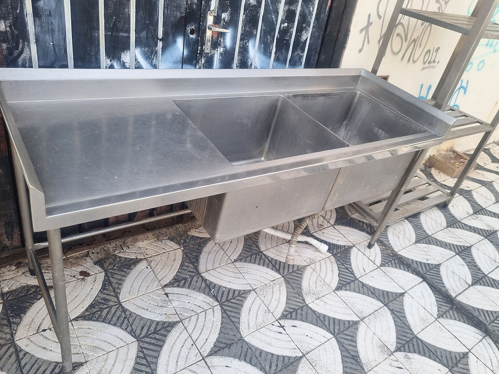 Miniatura: Pia Industrial em inox 304 com 2 cubas a direita - 1.85 mtrs