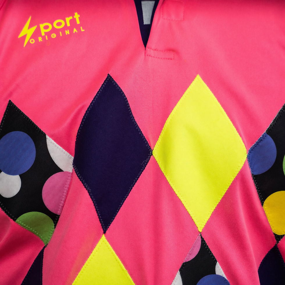 Miniatura: Jersey y Bermuda Portero Rombos Rosa Selección Mexicana 90s