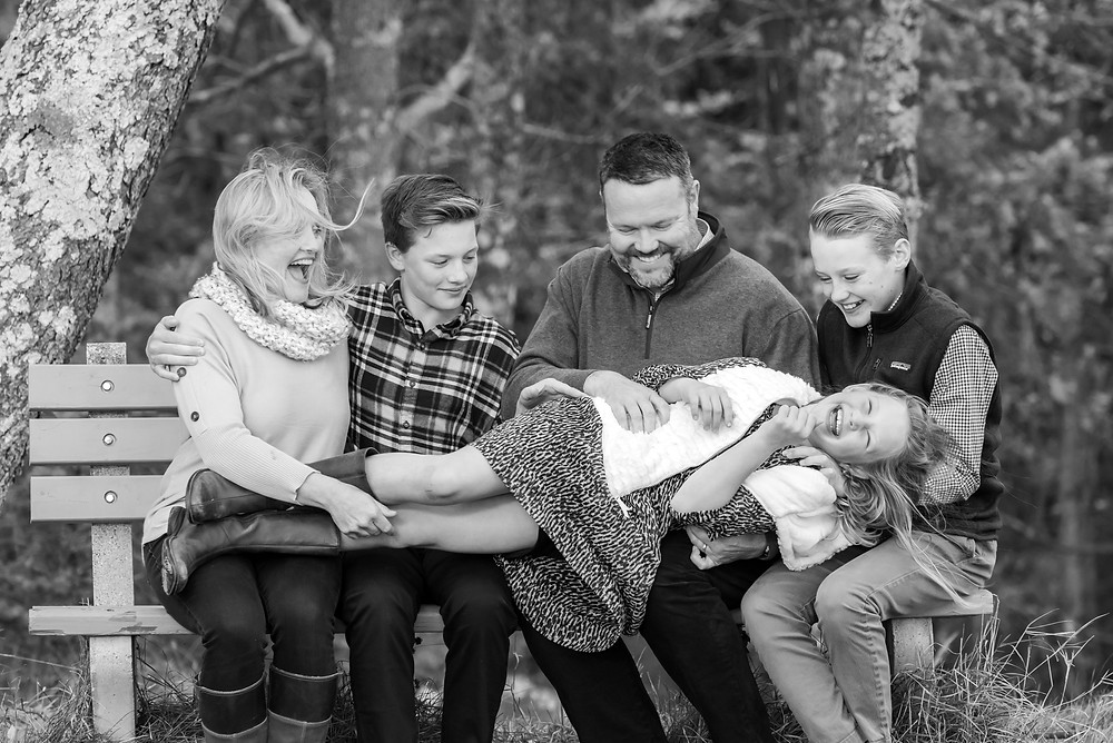 family on bench