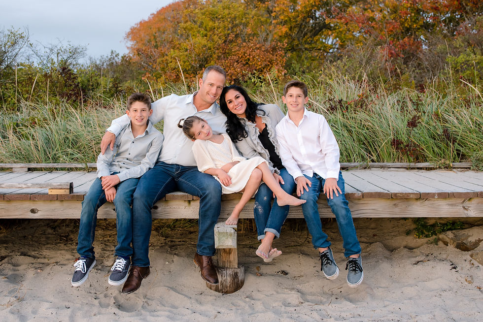 family on bridge