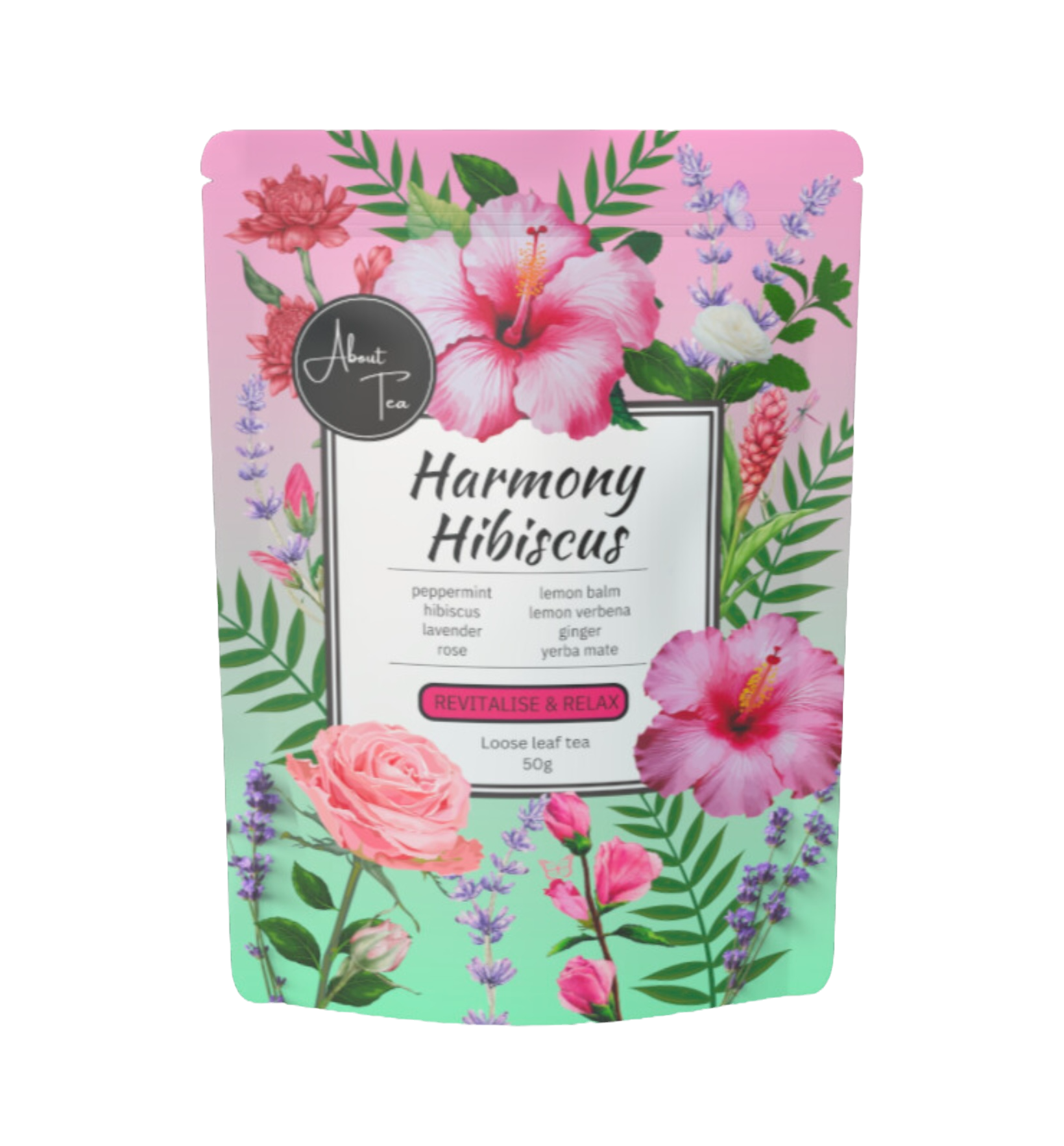 Harmony Hibiscus loose-leaf blend with dried hibiscus, rose and lavender
