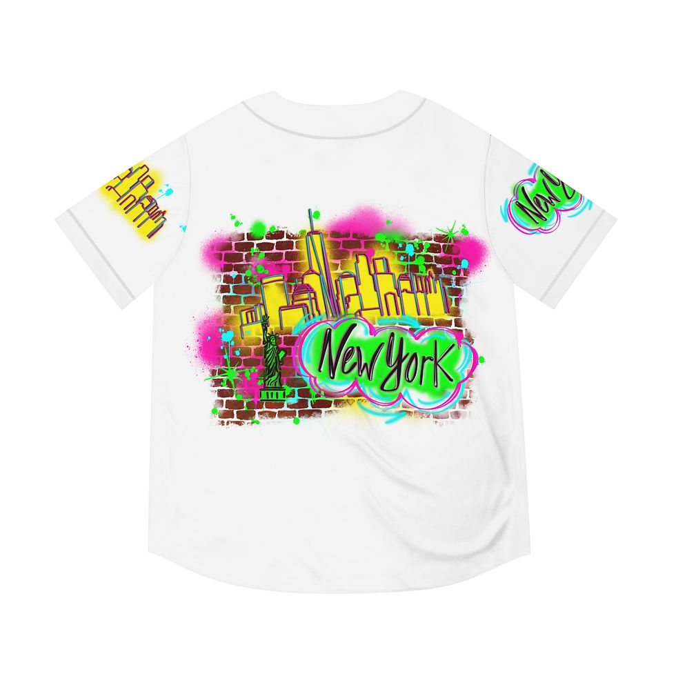 Thumbnail: Airbrush Apparel, Old School New York City, NY Men's Baseball Jersey (AOP)