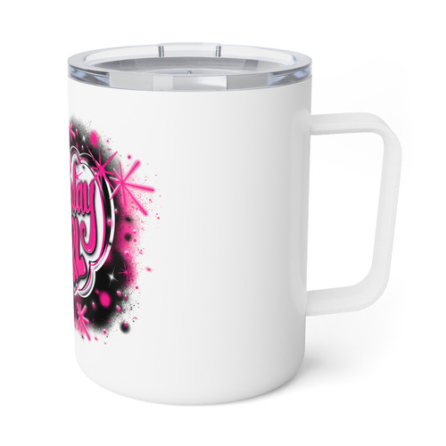 Airbrush Birthday Girl Insulated Coffee Mug, 10oz | Barbcruzcreations