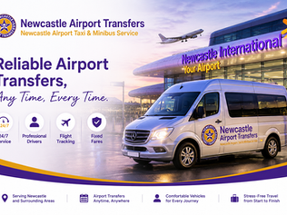 24-hour airport transfer vehicle outside Newcastle Airport