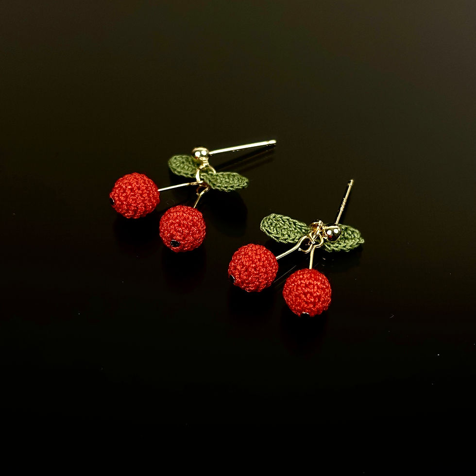 Micro Crochet Cherry Earrings