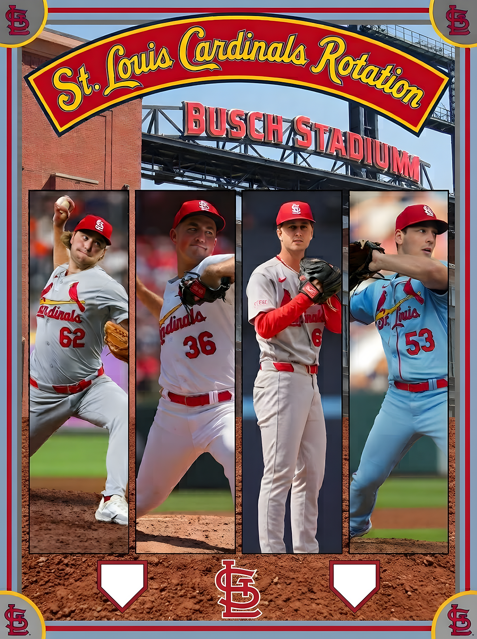 Starting pitchers from left: Kyle Leahy, Michael McGreevy, Quinn Mathews and Andre Pallante.