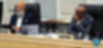 City Manager Deric Feacher (left) and Mayor Derrick Henry discuss P-cards during the April 1 Commission meeting that ran for five hours and 19 minutes, ending roughly 1:30 a.m. April 2.
