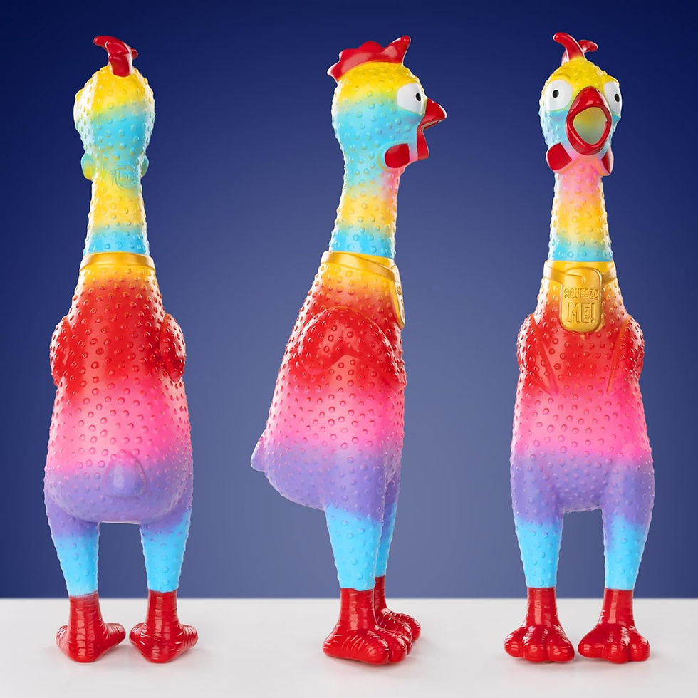 Thumbnail: Animolds® Tie-Dye Squeeze Me Rubber Chicken Toy