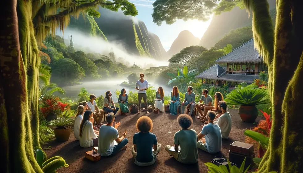 DALL·E 2024-07-31 22.01.55 - A mystical landscape photo of a coaching session in Réunion I