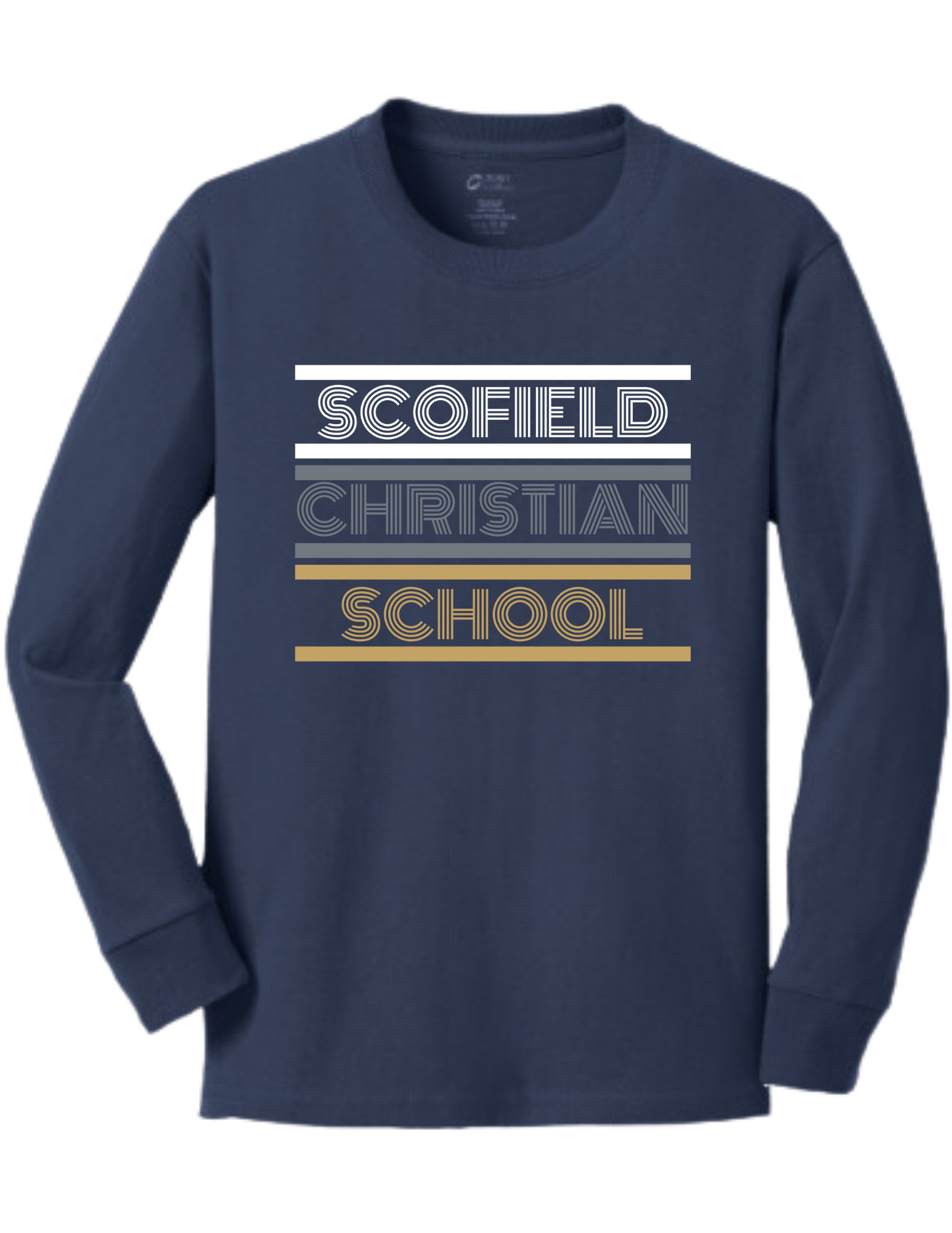 Adult Navy Long Sleeve T-shirt - Triple Line