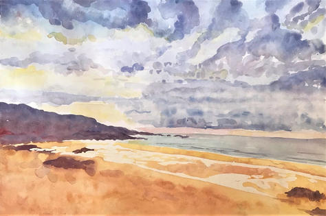 St Ives Beach - watercolour
