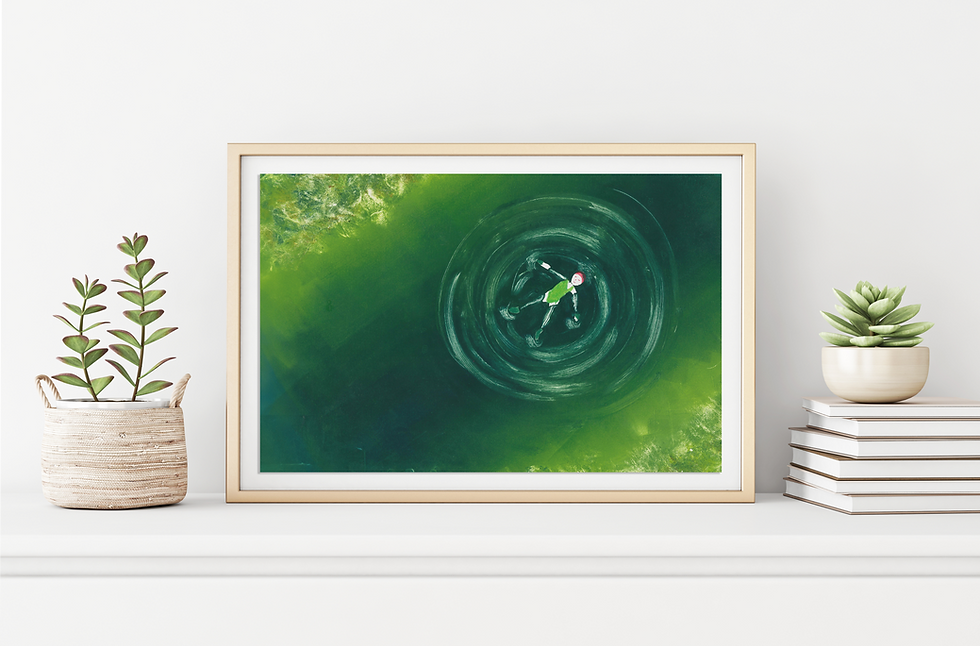 Thumbnail: Art print of wild swimmer floating in the river