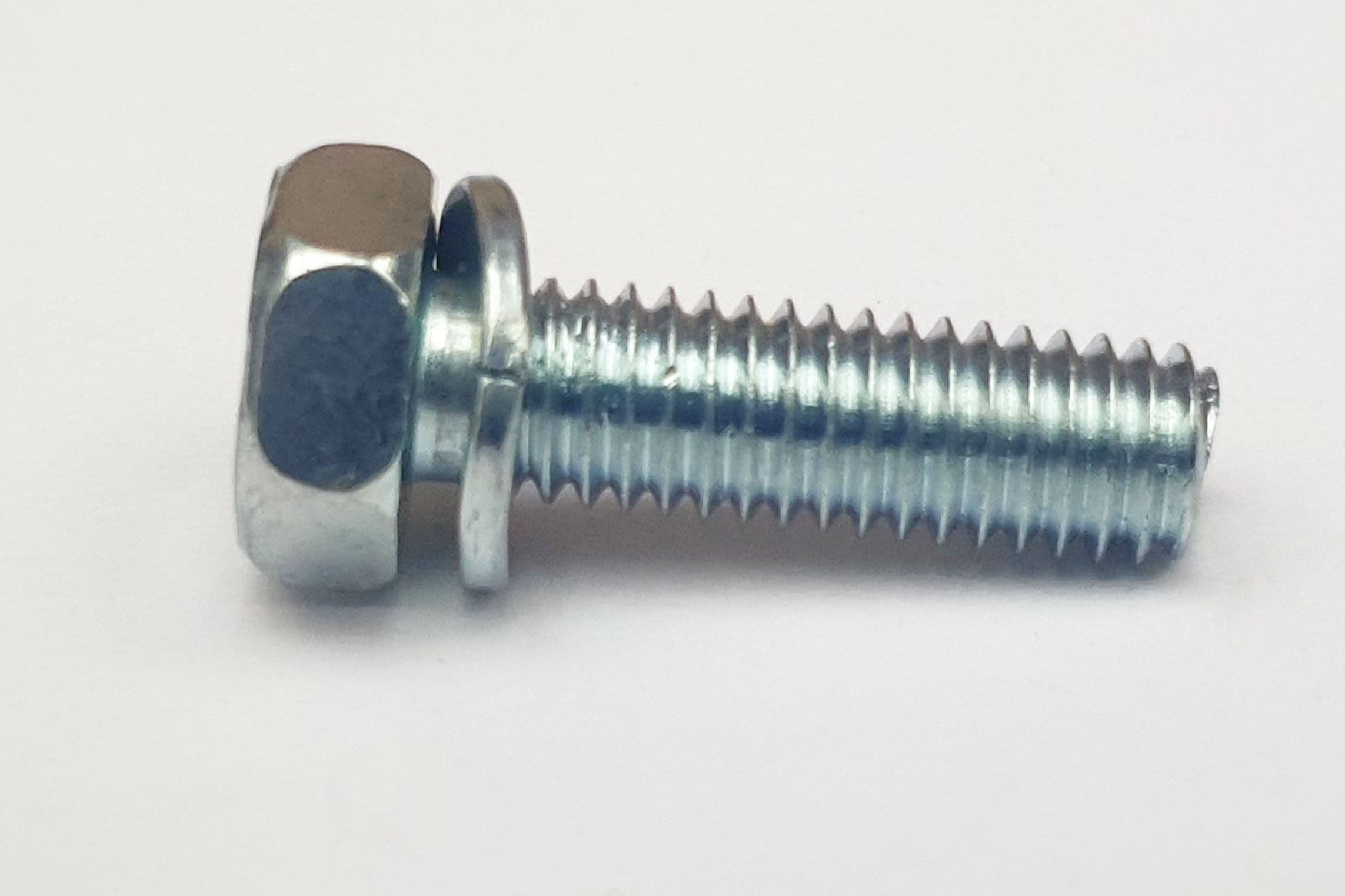 M6X20 Mark 4 Upset Hex Bolt with Spring Washer Trivalent White 116B0620