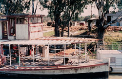 Bow section of the Paddle Vessel Rothbury under restoration by Captain Alby Pointon