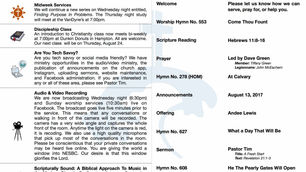 Sunday Bulletin: August 13, 2017