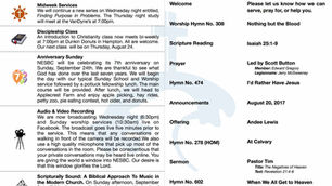 Sunday Bulletin: August 20, 2017