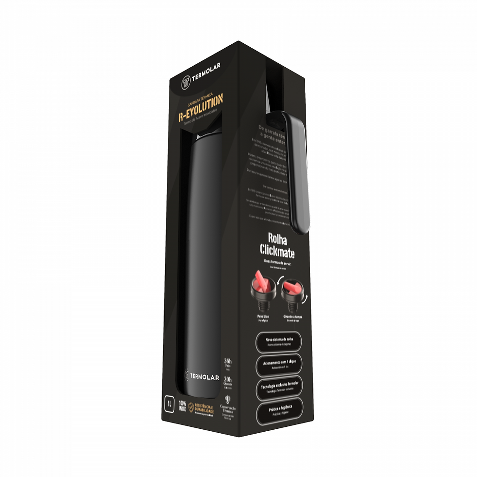 Miniatura: GARRAFA TÉRMICA 100% INOX R-EVOLUTION PRETO HUB 1L COM NOVA ROLHA CLICKMATE TERM