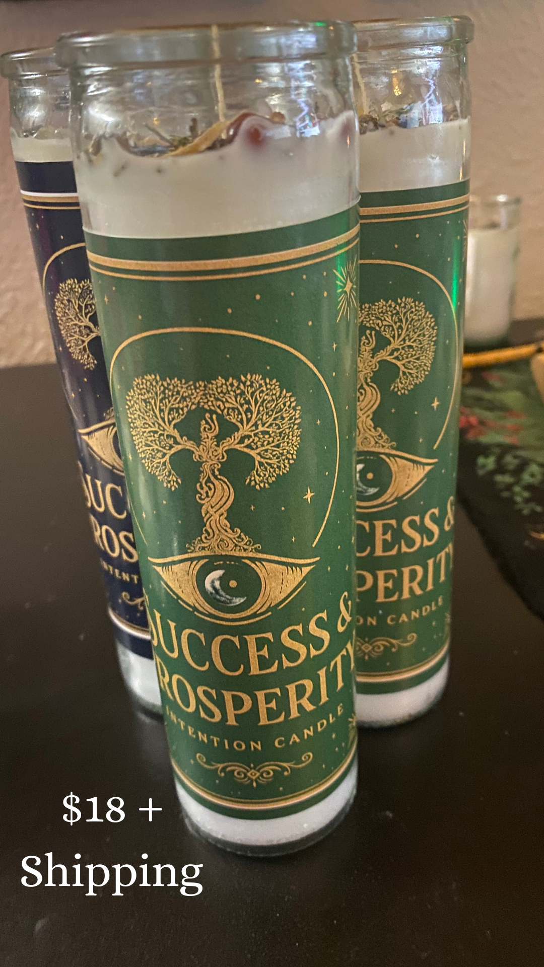 Rutilated Quartz and Carnelian Success and Prosperity 7 Day Intention Candle