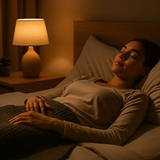 schläft behutsam nach Progressive Muskelentspannung nach Jacobson gemütlich  zu Hause