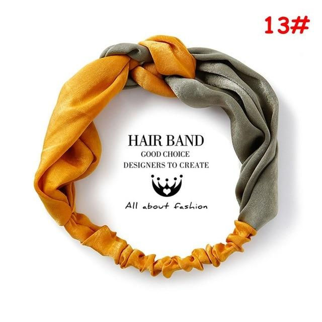 Thumbnail: Twist Cross Floral Elastic Knotted Headband