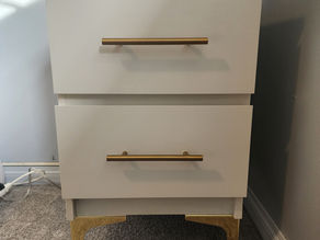 IKEA malm nightstand painted Natural Linen and with golden hardware & feet.
