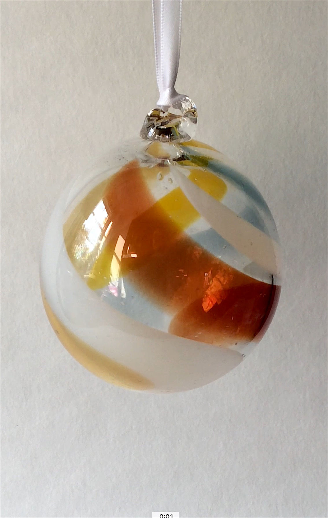 Rust Amber Yellow Steel Blue White  bauble 8cm
