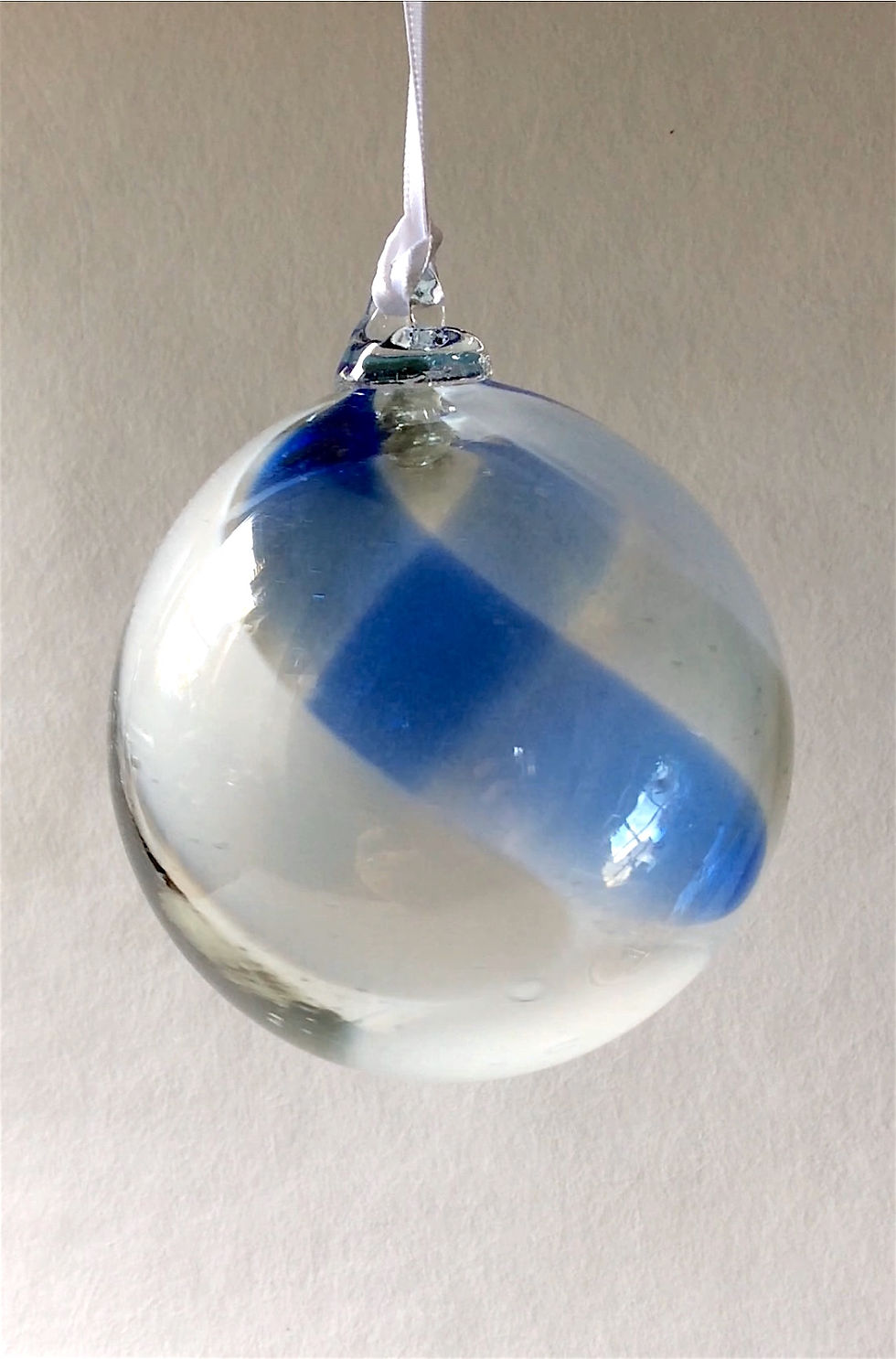 Cobalt Blue White Grey bauble 9cm