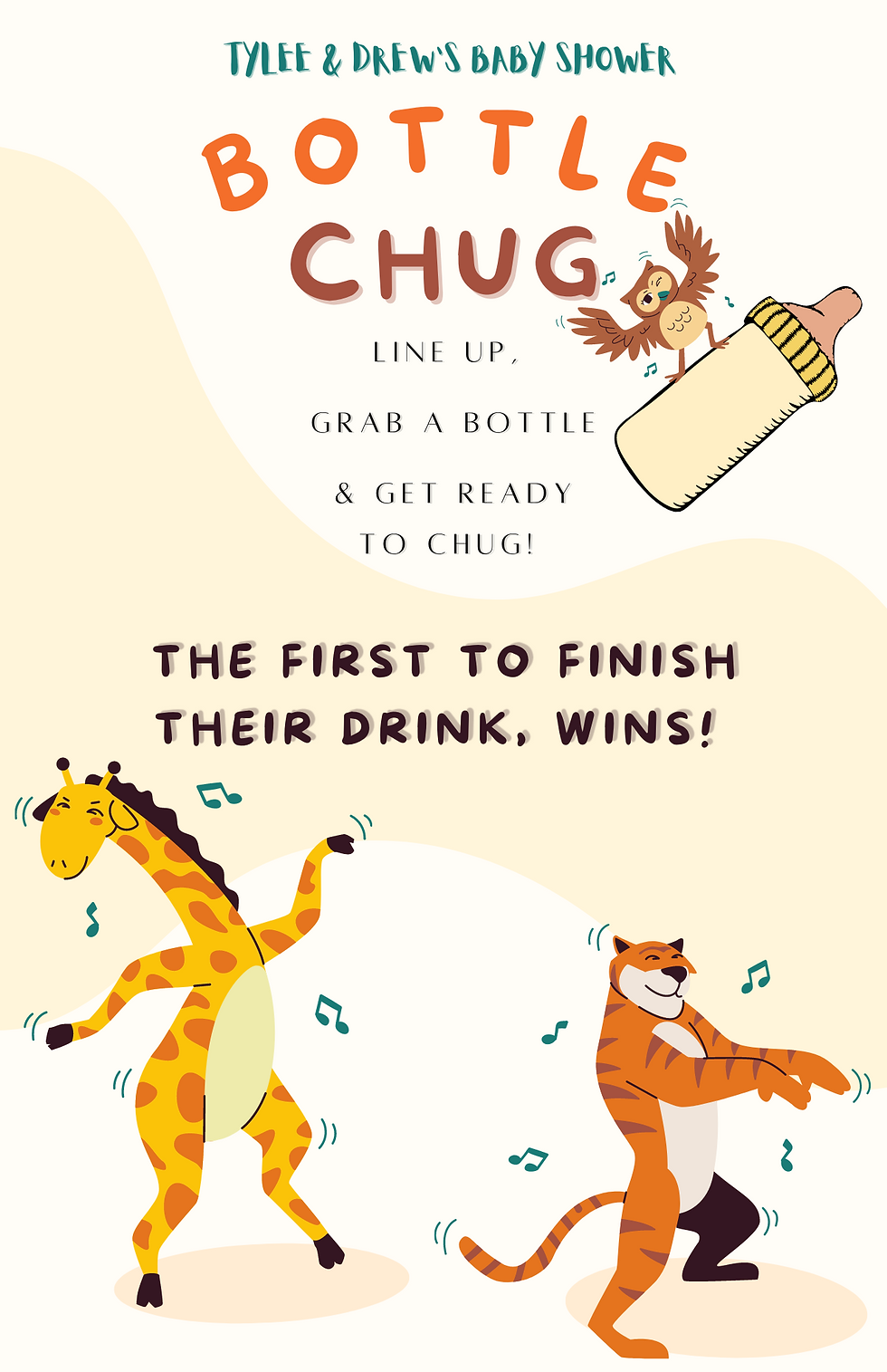 'Bottle Chug' Game Flyer: Tylee's Baby Shower