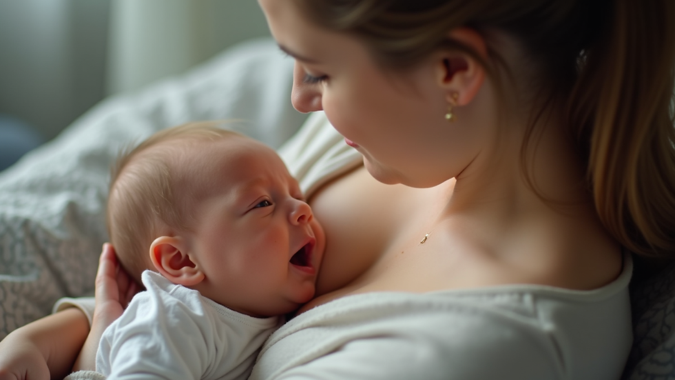 Close-up view of a mother breastfeeding her baby