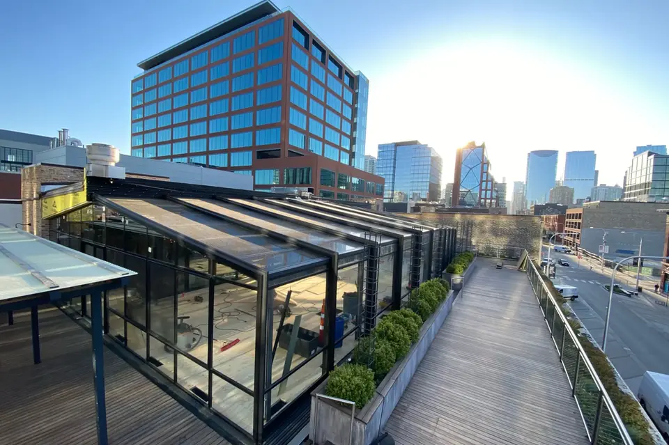 A Retractable Glass Rooftop Canopy and Fancy Weekend Brunch Debut in Fulton Market article by Eater Chicago