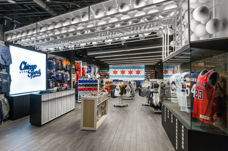 Chicago Sports Retail Shop interior and fixture design, management, and fabrication by 555 International at Wicker Park, Chicago