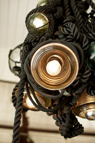 Custom lighting design and fabrication for GT Fish and Oyster Restaurant by 555 International