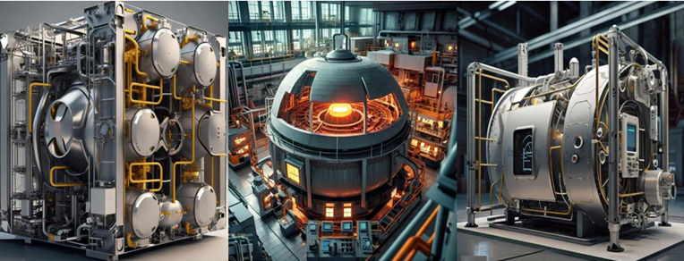 Figure 5: Typical artistic representation of various parts of modular reactor that may be assembled after transportation to the desired remote place