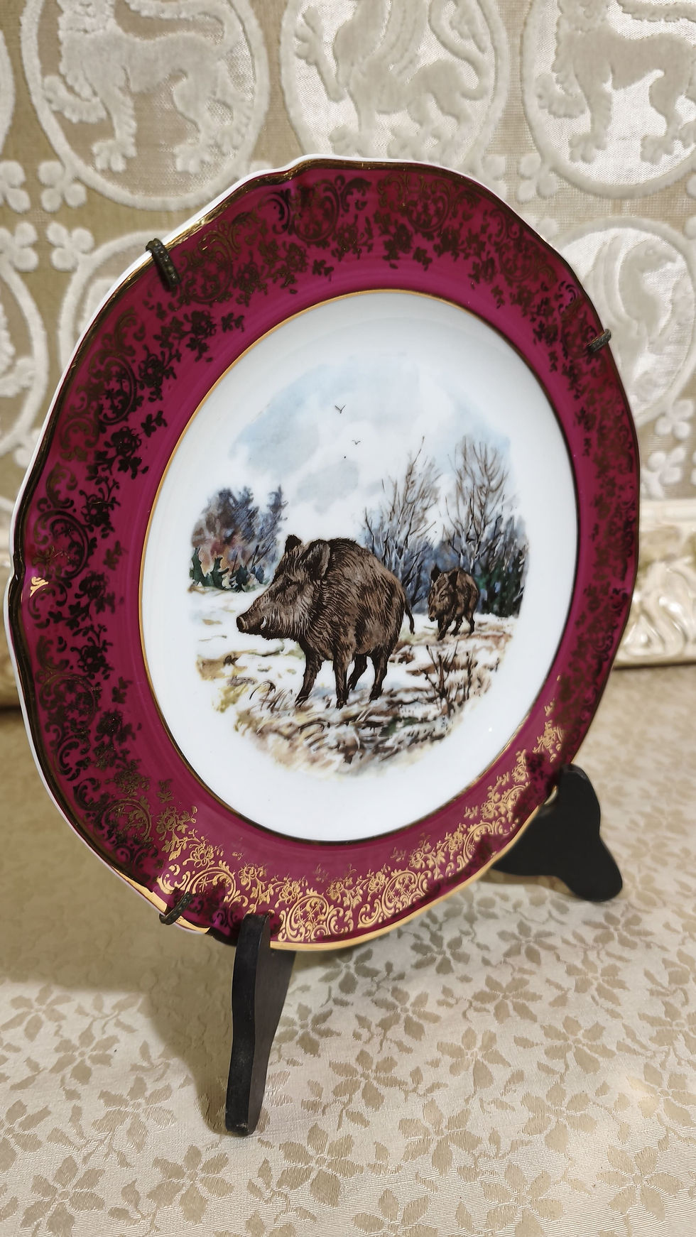 Miniature : 🐗 Assiette de Collection Sanglier – Porcelaine de Limoges (22 cm)