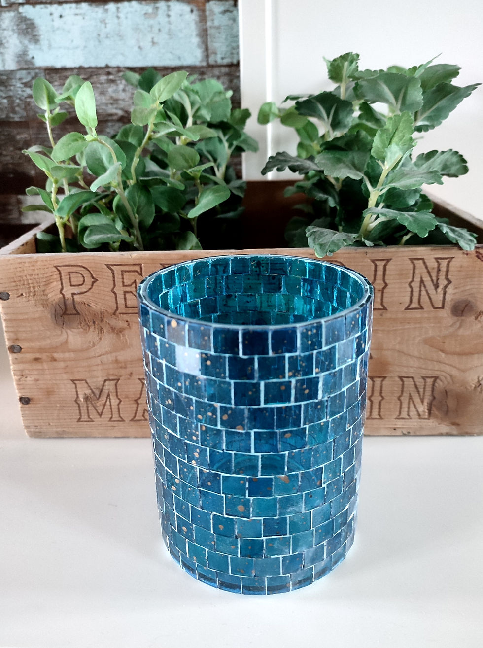 Miniatyrbild: Glaslykta Mosaic Turkos S
