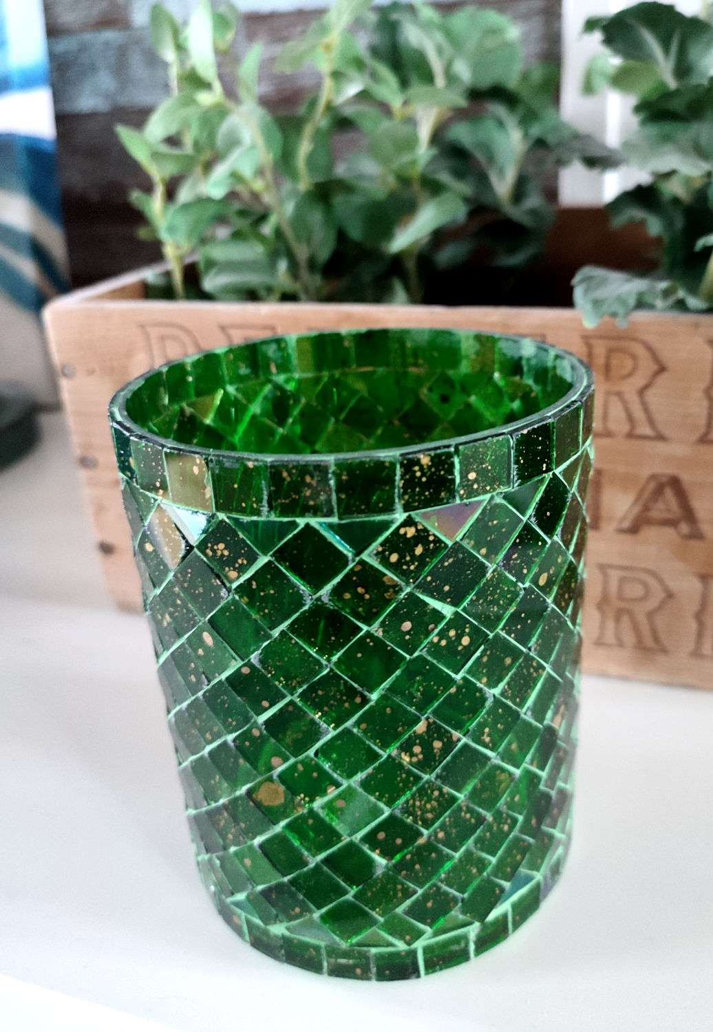 Glaslykta Mosaic Green S