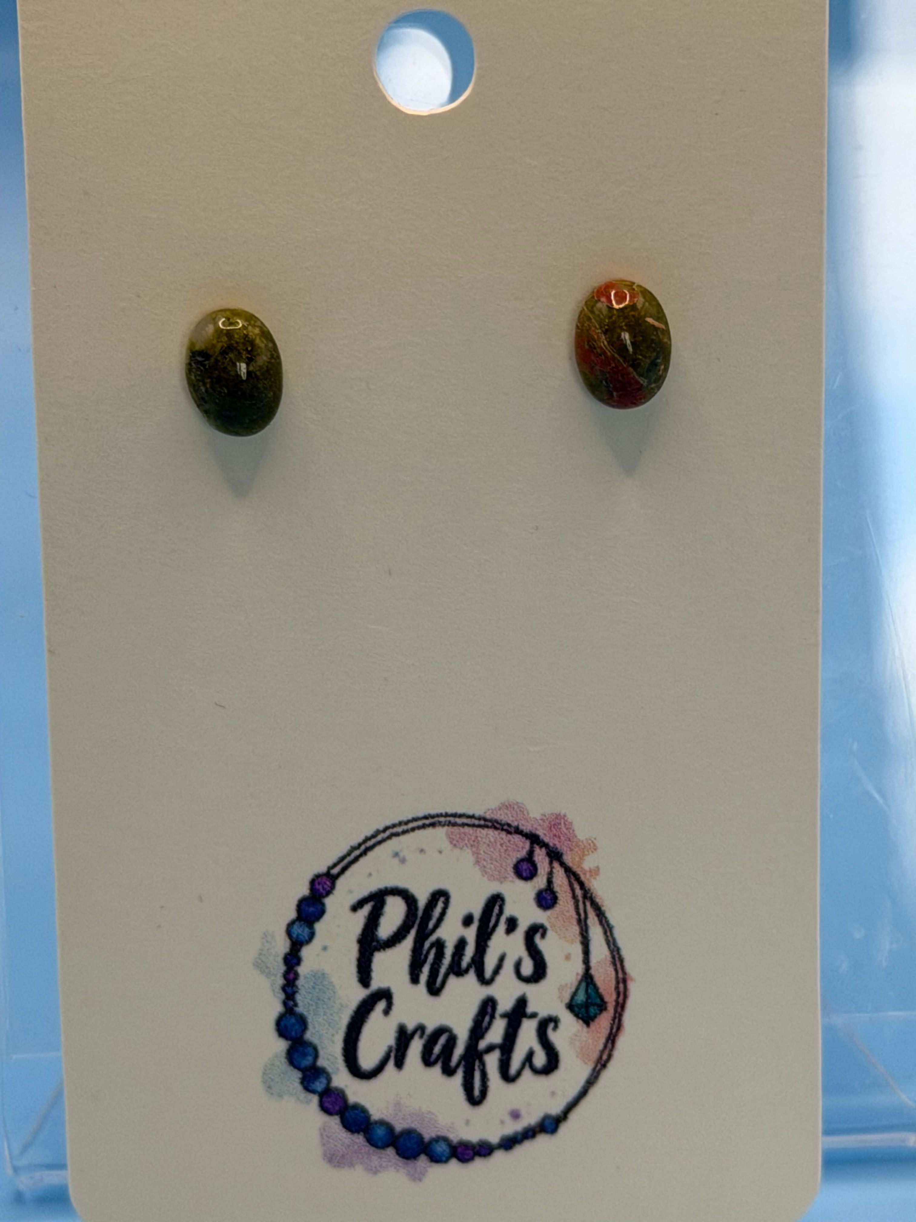 Ukakite Earthstone Oval Stud Earrings