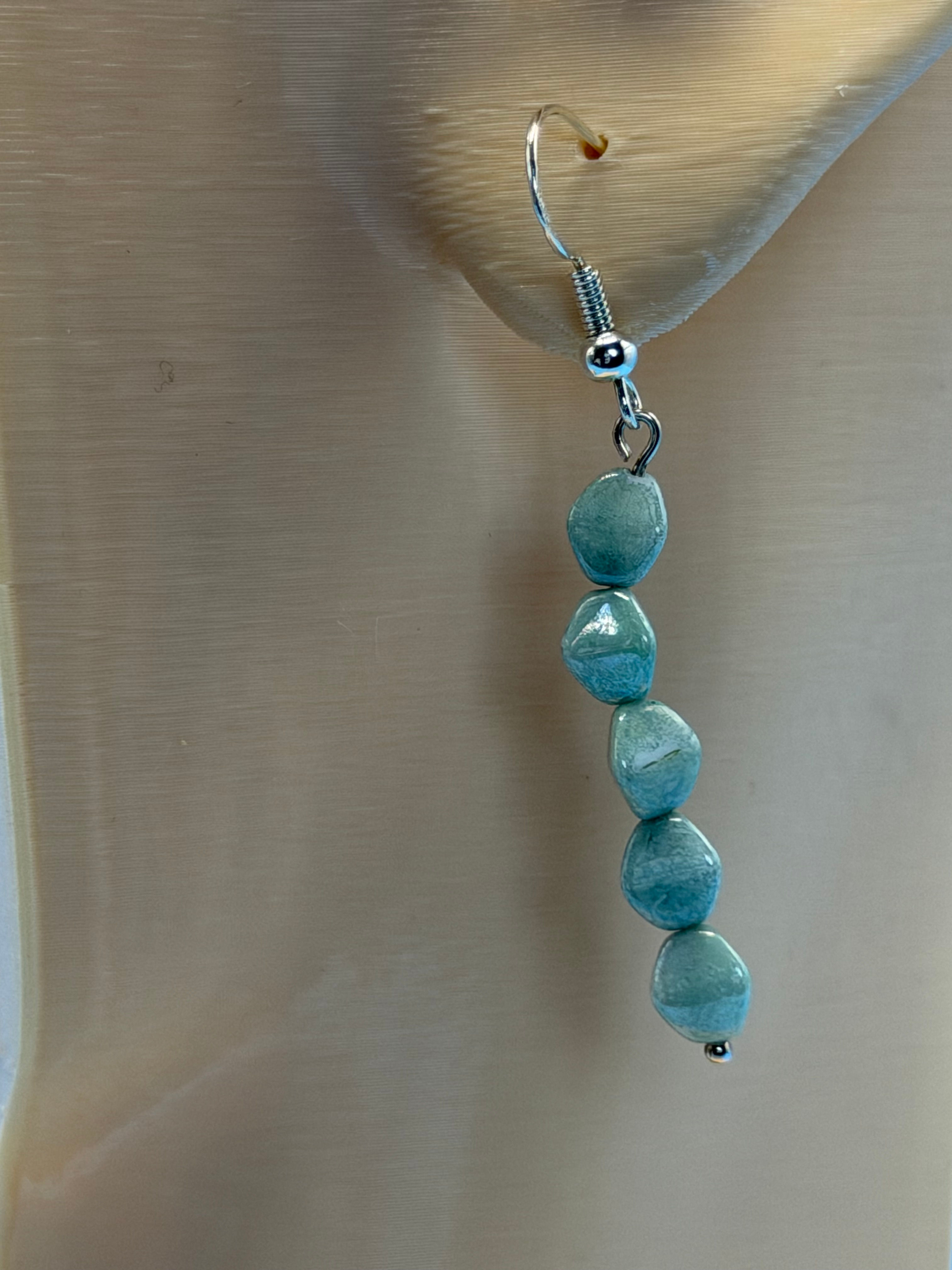 Pale Green Pinched Bead Earrings